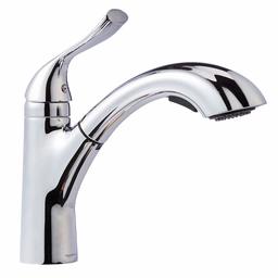 AmazonBasics Single-Handle Kitchen Pull Out Sprayer Faucet, Arched