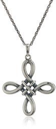 Oxidized Sterling Silver Celtic Knot Cross Pendant Necklace, Gray, 18 Inch