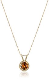 10K Gold Dainty Swarovski Elements Birthstone Pendant with Gold Filled Chain, November