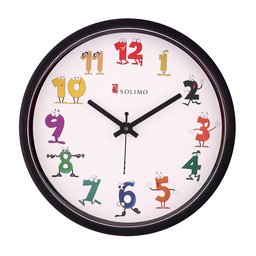 Amazon Brand - Solimo 12-inch Kids' Wall Clock (Silent Movement, Black Frame)