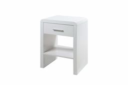 Marque Amazon - Movian Ritom - Table de chevet, 35 x 45 x 59 cm (longueur x largeur x hauteur), Blanc brillant