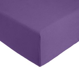 AmazonBasics Everyday - Sábana bajera ajustable (100% algodón) Morado oscuro - 90 x 190 x 30 cm