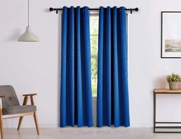 Amazon Brand - Solimo Magnolia Door Curtain, 7 feet - Set of 2 (Royal Blue)