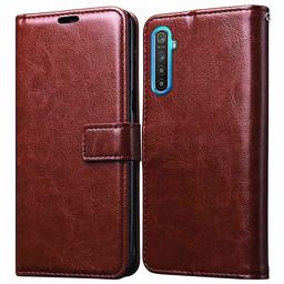 Amazon Brand - Solimo Flip Leather Mobile Cover (Soft & Flexible Back case) for Realme XT (Brown)