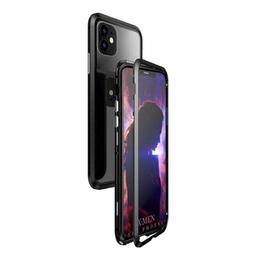 Amazon Brand - Solimo Magnetic Metal Frame Mobile Cover (Bumper Glass Back) for Apple iPhone 11 (Black)