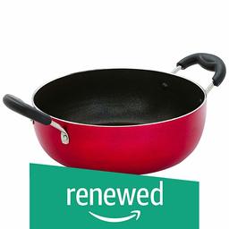 (Renewed) Amazon Brand - Solimo Non Stick Kadhai (22cm, Induction and Gas Stove Compatible)