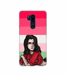 Amazon Brand - Solimo Designer Lady Vector with Line 3D Printed Hard Back Case Mobile Cover for LG G7 ThinQ