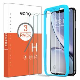 Eono Essentials [3 Piezas] Protector de Pantalla para iPhone XR/iPhone 11, Cristal Templado, Sin despegamiento, Sin Burbujas, con Posicionador