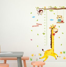 Amazon Brand - Solimo Wall Sticker for Kids' Room (Happy Growth Giraffe,  Ideal Size on Wall: 126 cm x 183 cm)