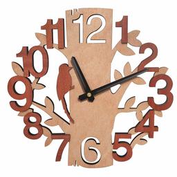 Umi.Essentials Silent Wall Clock Tree with Bird Design Wooden Clock Diameter 28.5 cm