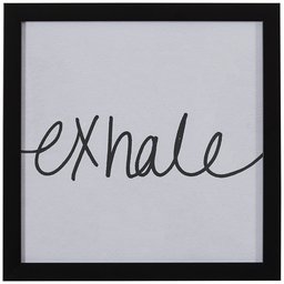 Amazon Brand – Stone & Beam Modern Black and White Exhale Word Art in Black Frame, 14