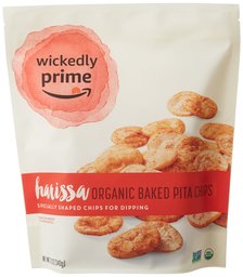 Wickedly Prime Organic Baked Pita Chips, Harissa, 12 Ounce