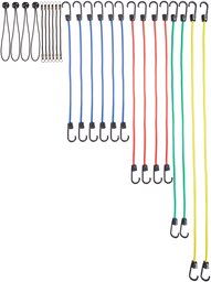 AmazonBasics Bungee Cord Rubber Elastic Assortment, 24 Pack