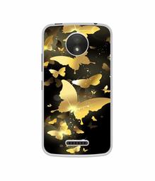 Amazon Brand - Solimo Designer Golden Butterfly Pattern UV Printed Soft Back Case Mobile Cover for Motorola Moto C Plus