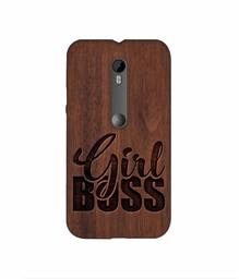 Amazon Brand - Solimo Designer Girl Boss On Wood 3D Printed Hard Back Case Mobile Cover for Motorola Moto G 3rd Generation