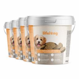 Marque Amazon - Lifelong - Friandises pour chiens, riches in protéines avec dinde (4 seaux x 500gr)