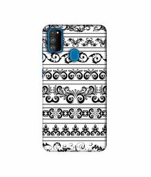 Amazon Brand - Solimo Designer Black Multi Patterns 3D Printed Hard Back Case Mobile Cover for Samsung Galaxy M21 / M30s