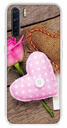 Amazon Brand - Solimo Designer Multicolor Pink Flower Heart Design Printed Soft Back Case Mobile Cover for Oppo F15