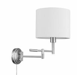 Amazon Brand - Ravenna Home Single-Light Swing Arm Wall Sconce with White Linen Shade, LED Bulb Included, 15.5