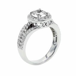 [Find] Amazon Collection Rhodium Plated suta-ringusiruba-kuriakyu-bikkuzirukonia Halo Engagement Ring, Size 9 