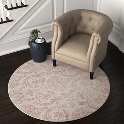 Ravenna Home Round Vintage Damask Patterned Rug, 5'3