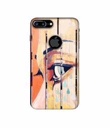 Amazon Brand - Solimo Designer Potrat On Wood 3D Printed Hard Back Case Mobile Cover for Apple iPhone 7 Plus (Logo Cut)