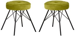 Amazon Brand – Rivet Stevie Velvet Mid-Century Modern Kitchen Bar Stools, Set of 2, 20.9 Inch Height, Yellow Green