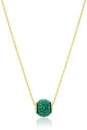 Amazon Collection10K Yellow Gold Swarovski Elements Emerald Crystal with 14K Gold Filled Chain Slide Ball Pendant Necklace, 18