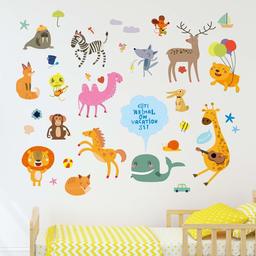 Amazon Brand - Solimo Wall Sticker for Kid's Room (Vacation in The Zoo, Ideal Size on Wall - 120 cm x 100 cm)