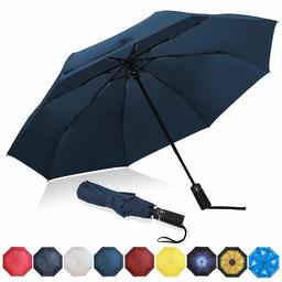 Eono by Amazon - Parapluies Pliants Parapluie Compact Incassable - Coupe-Vent, Léger, Revêtement en Teflon, Voilure Renforcée, Manche Ergonomique, Parapluie de Voyage Automatique, Navy