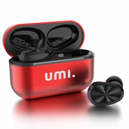 Umi. Essentials W5S updated version auricolari Bluetooth 5.0 TWS True Wireless Stereo per iPhone Samsung Huawei con custodia smart di ricarica brevettata in metallo (rosso)