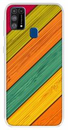 Amazon Brand - Solimo Designer Multicolor Slant Wooden Pattern Printed Soft Back Case Mobile Cover for Samsung Galaxy M31