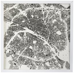 Amazon Brand – Rivet Modern White Framed Black and White Paris Map Print, 20