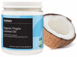 Amazon Brand - Solimo Organic Virgin Coconut Oil, Unrefined, Non-GMO, 30 Fl Oz