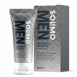 Marchio Amazon - Solimo Uomo crema idratante viso Q10 anti età - Protezione UV, 4x50ml