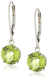 Pendientes redondos de oro de 10 quilates con piedra preciosa creada o auténtica,Peridot,8mm