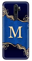 Amazon Brand - Solimo Designer Blue Pattern Alphabet-M 3D Printed Hard Back Case Mobile Cover for Oppo A9 (2020)