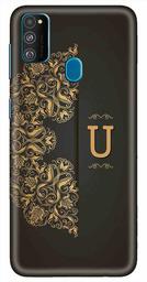 Amazon Brand - Solimo Designer Black Pattern Alphabet-U 3D Printed Hard Back Case Mobile Cover for Samsung Galaxy M21 / M30s