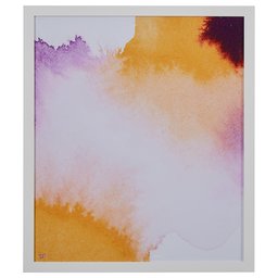 Amazon Brand – Rivet Yellow and Purple Contrast Watercolor Print Wall Art in White Frame, 24