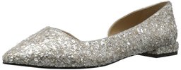 The Fix Women's Emma Pointed-Toe D'Orsay Ballet Flat, Silver Ice, 9 M US