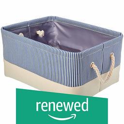 (Renewed) AmazonBasics Fabric Storage Basket with Handles, Medium (2-Pack)