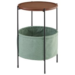 Amazon Brand – Rivet Meeks Round Side Table with Fabric Storage Basket, 24