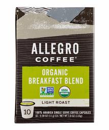 Allegro Coffee Organic Breakfast Blend Coffee Capsules, 3.8 oz, 10 ct