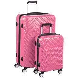 AmazonBasics Geometric Luggage - 2 piece Set (55cm, 78cm), Pink