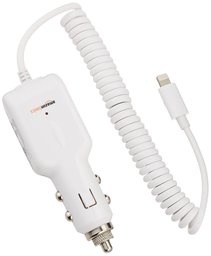 AmazonBasics Universele autolader voor Android, micro-USB, 2,1 A uitgangsvermogen iPhone, iPad en iPod Coiled wit