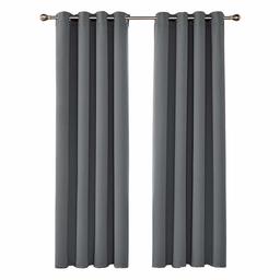 UMI. by Amazon - Cortinas Opacas de Salón Decoración para Habitación Dormitorio Moderno con Ojales 2 Piezas 140x280cm Gris Claro