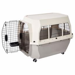 AmazonBasics Pet Carrier Kennel with Metal Wire Ventilation,36-Inch,Travel Kit Inside