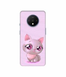 Amazon Brand - Solimo Designer Cute Pink Cat 3D Printed Hard Back Case Mobile Cover for OnePlus 7T