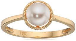 Amazon Collection10k Gold Swarovski Crystal Pearl June Birthstone Ring, Size 6