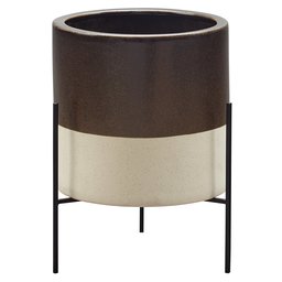 Amazon Brand – Rivet Mid-Century Ceramic Planter with Stand, 17